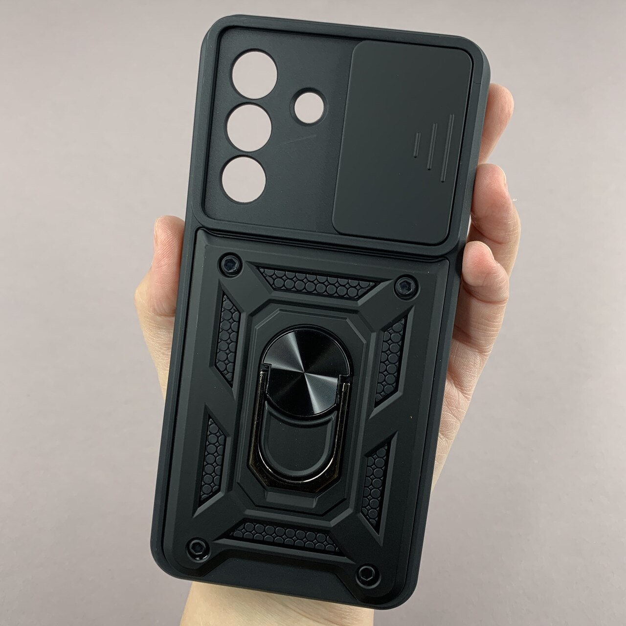 Husa telefon Mat-Tech compatibila cu Samsung Galaxy A57, Protectie Camera, Inel, Magnet, Anti-Shock, Rugged Protection, Negru