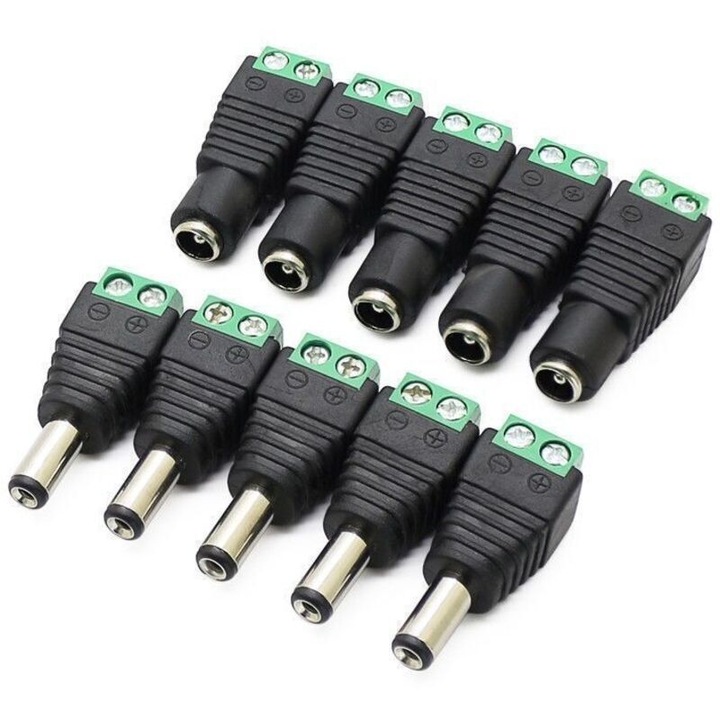 Комплект DC захранващи конектори 10 броя 2.1x5.5mm многоцветни