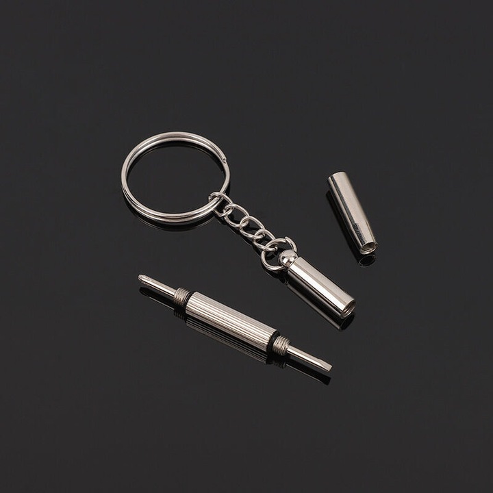 Set 2 surubelnite ochelari portabile inox 3 capete cu breloc