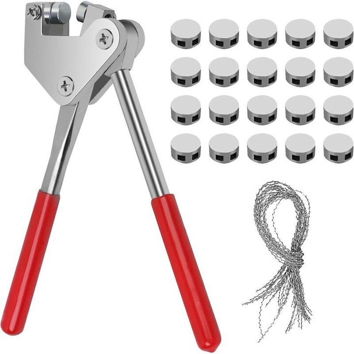Tömítő bilincs készlet, 20 db 10mm-es cső, 20 db 17cm-es huzal, acél