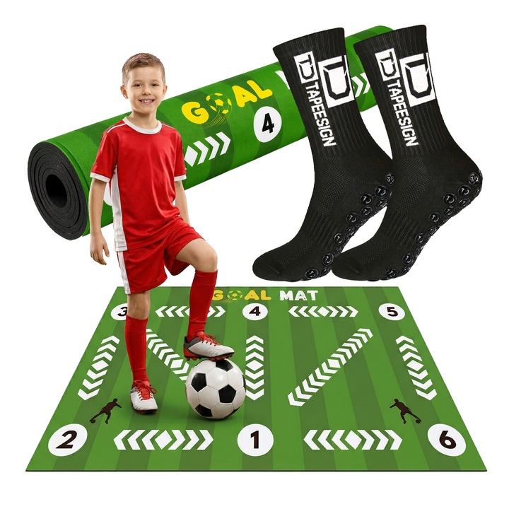 Pixel futballedző szett, 59.5x89.1cm matrac, fekete csúszásgátló zokni, 34-39 méret