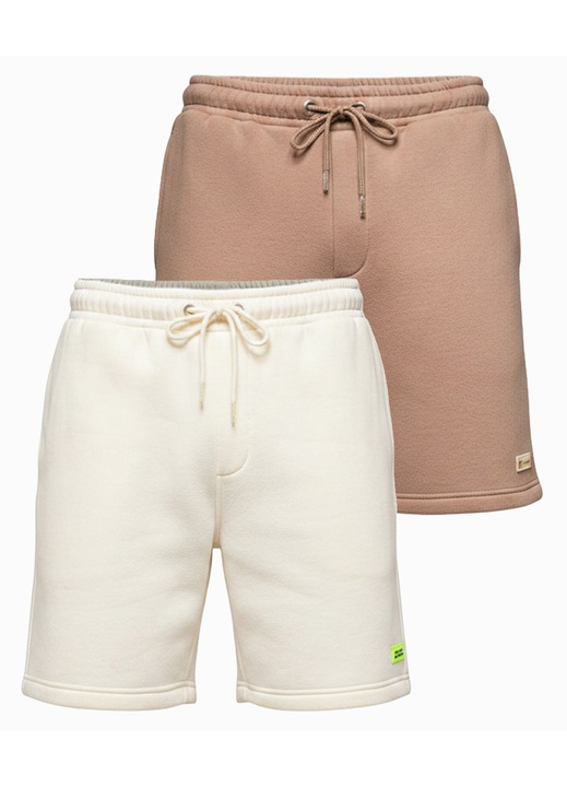 Шорти за мъже и жени, двуцветен комплект, стил athleisure, регулируем колан, cream, coffee, U1 (XS-S)