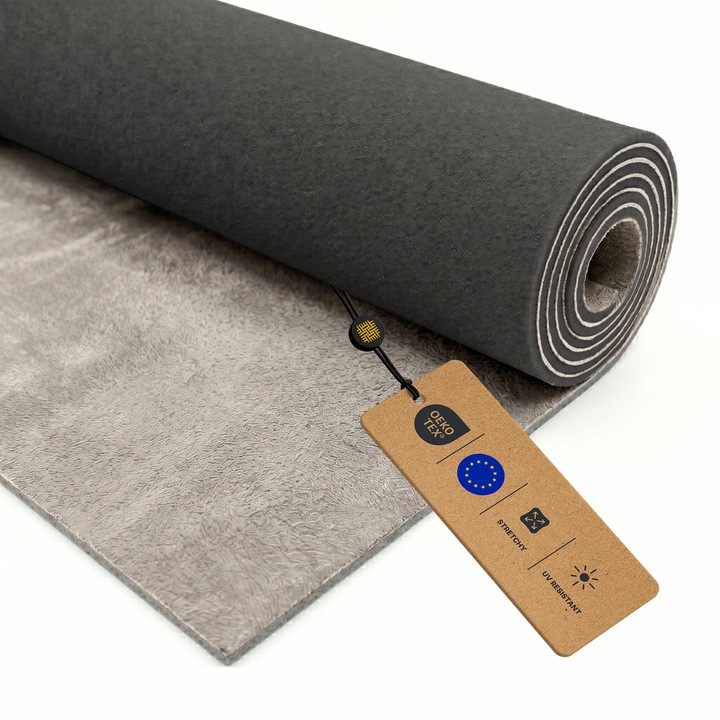 Material Catifea pentru reconditionare plafon auto, LOMIQ, Tip Alcantara, Material Tapiterie fete de usi auto, Cu spate buretat, Culoare Argintiu, Dimensiune 2000 x 150 cm