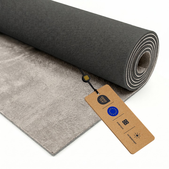 Material Catifea pentru reconditionare plafon auto, LOMIQ, Tip Alcantara, Material Tapiterie fete de usi auto, Cu spate buretat, Culoare Argintiu, Dimensiune 300 x 150 cm