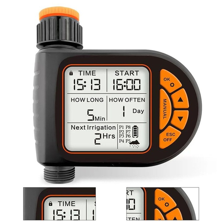 Програматор за автоматично поливане LCD, водоустойчив, пластмасов, универсален