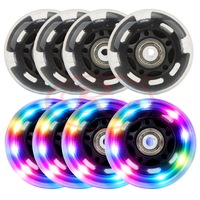 Roti role inline cu lumini LED RCO®, 72mm / 84A, ABEC7, PU, set 8 bucati, pentru interior & exterior, SPW02
