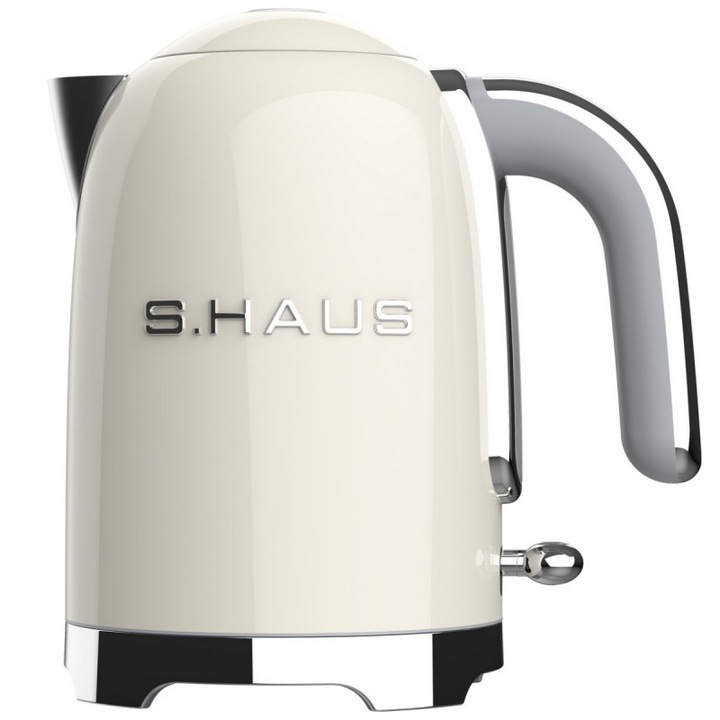 Swiss Haus SH-SWK2027 elektromos vízforraló, 2000W, 1.7 l, 360°-os alap, Szűrő, Rejtett fűtőelem, Duplafalú, Krém