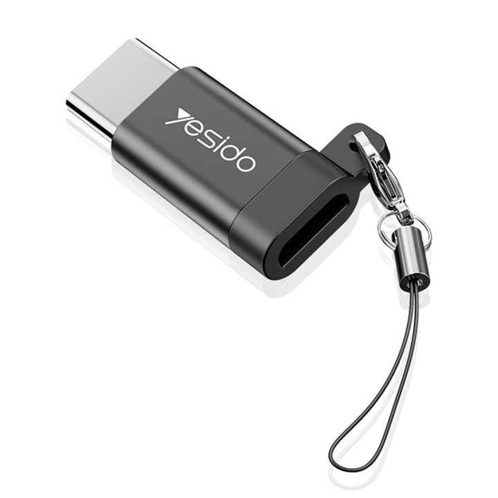Adaptor OTG Yesido GS04, Micro-USB la Type-C, Plug & Play, 480Mbps, Negru