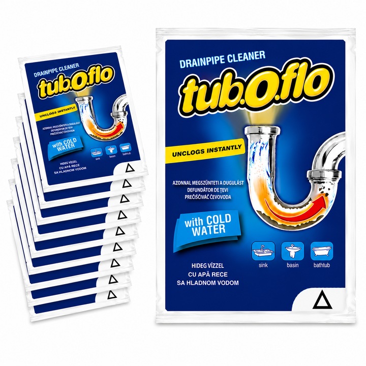 10 db tasak hidegvizes csőtisztító készlet, erős formula lefolyókhoz és mosogatókhoz, 10 x 60 g