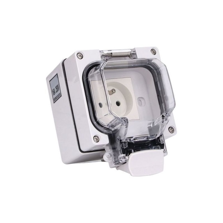 Външен контакт, 250V 16A, IP66, ABS, водоустойчив и прахоустойчив, стенен монтаж