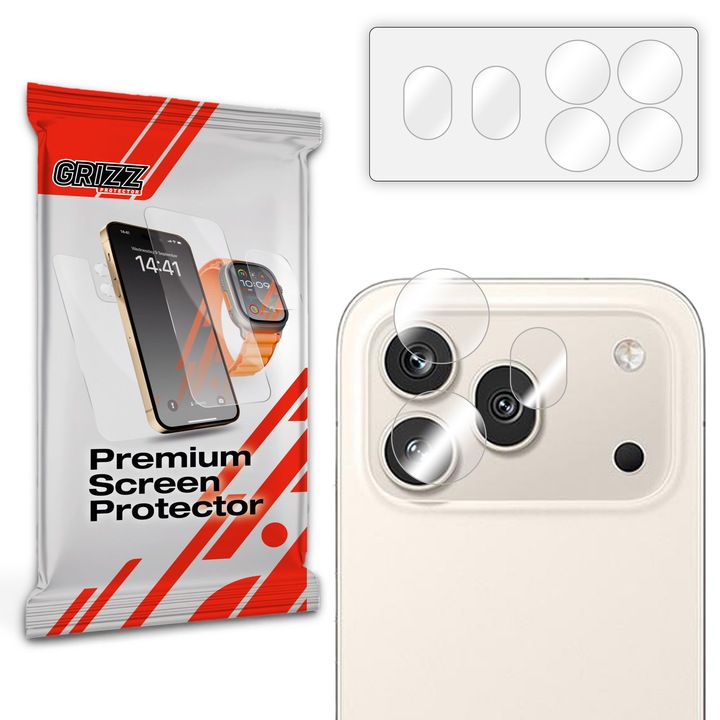 Set 2 folii sticla hibrid camera foto GrizzGlass HybridGlass compatibila cu Honor 600 Pro, Transparent