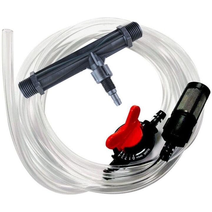 Injector fertilizant Venturi 3/4 inch, kit tub filtrant, plastic, 139x72x33mm, 2.26m, alb