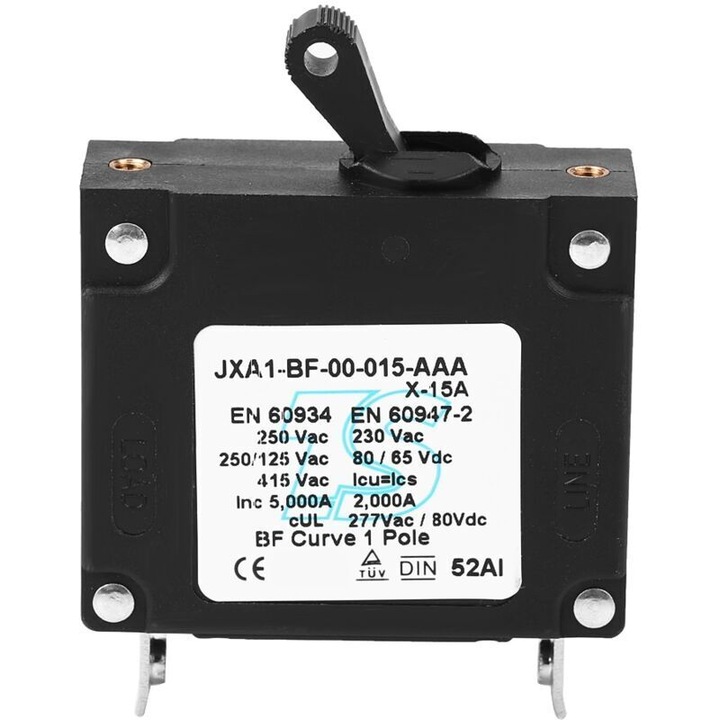 Siguranta electrica intrerupator 15A negru 5x4.5x2cm
