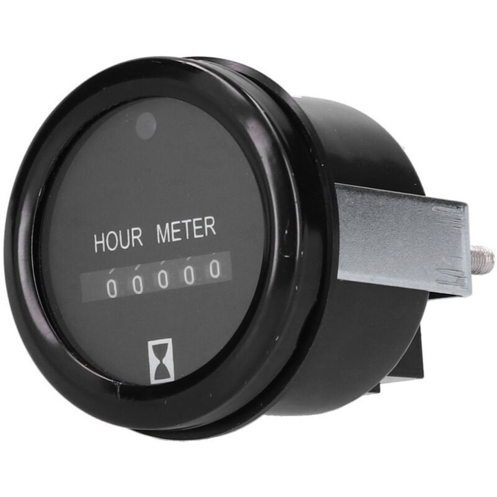 Contor ore / ceas functionare Quartz AC/DC 12-36V, mecanic, etans cu indicator luminos, negru