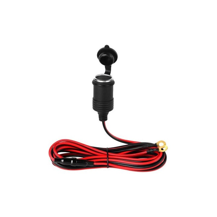 Cablu prelungitor priza bricheta 12V 3m cu capac cauciuc si siguranta 10A