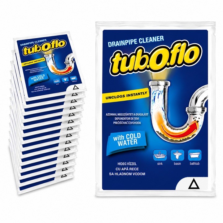 Készlet 15 granulátum lefolyótisztításhoz és karbantartáshoz, hideg vízzel használható, 15 x 60 g