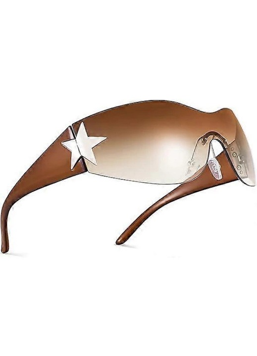 Ochelari de soare sport unisex, retro, maro, UV400, dimensiuni universale