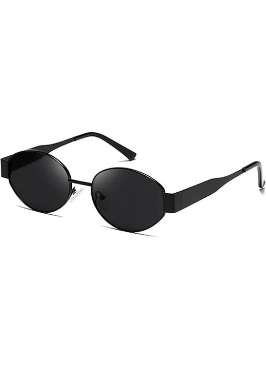 Ochelari de soare unisex, retro ovali, protectie UV400, negru-gri