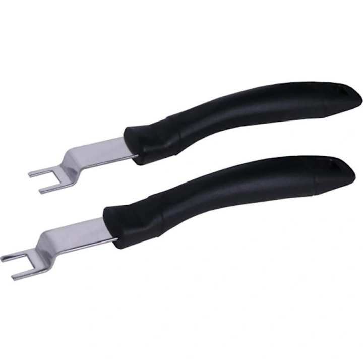 Manere gratar din otel inoxidabil si lemn 22x2.5cm set 2 buc