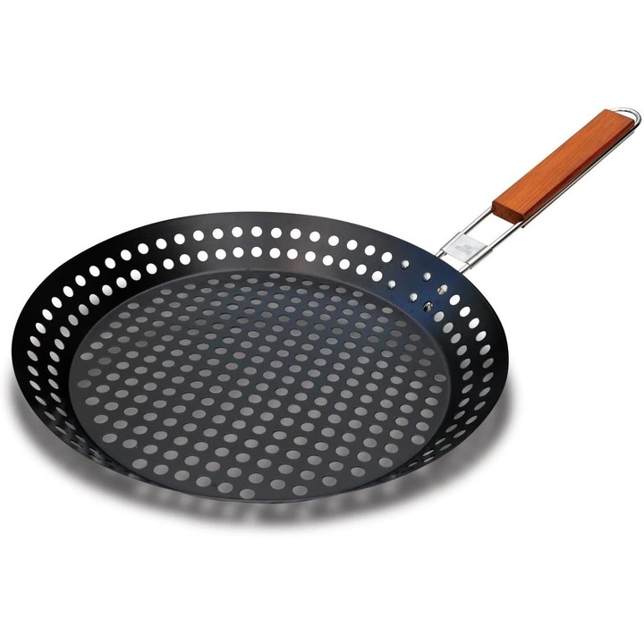 Tigaie BBQ multifunctionala, neagra, 30x25cm