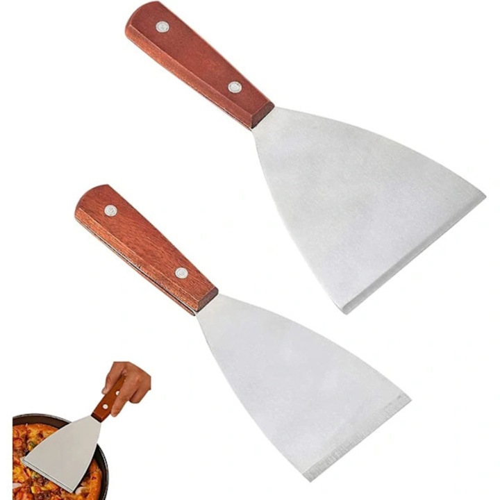 Spatula gratar inox 420 cu maner lemn rezistent 30x5cm