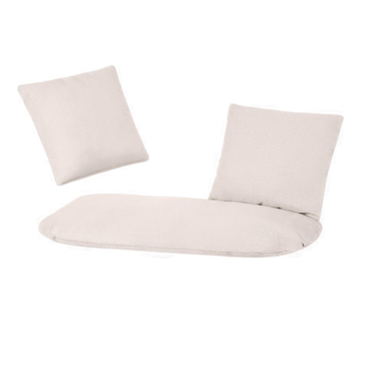 Perna pentru leagan tip cuib de barza VarioShop®, set 3 piese pentru 2 persoane, perna sezut si 2 perne spatar, umplutura groasa 12 cm, lavabila, crem, 110x62 cm