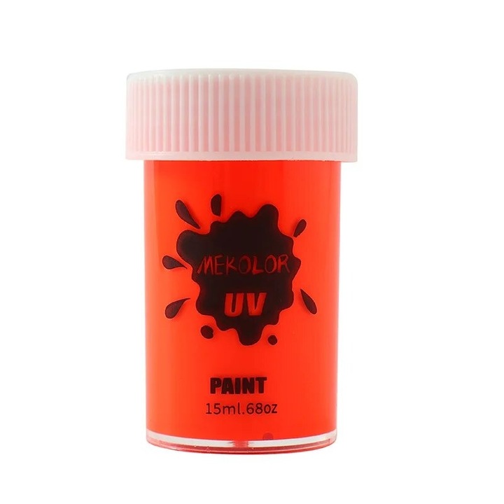 Arcfesték és testfesték 15 ml, piros színű, foszforeszkáló fluoreszkáló pigment, vízzel aktiválható, UV hatás