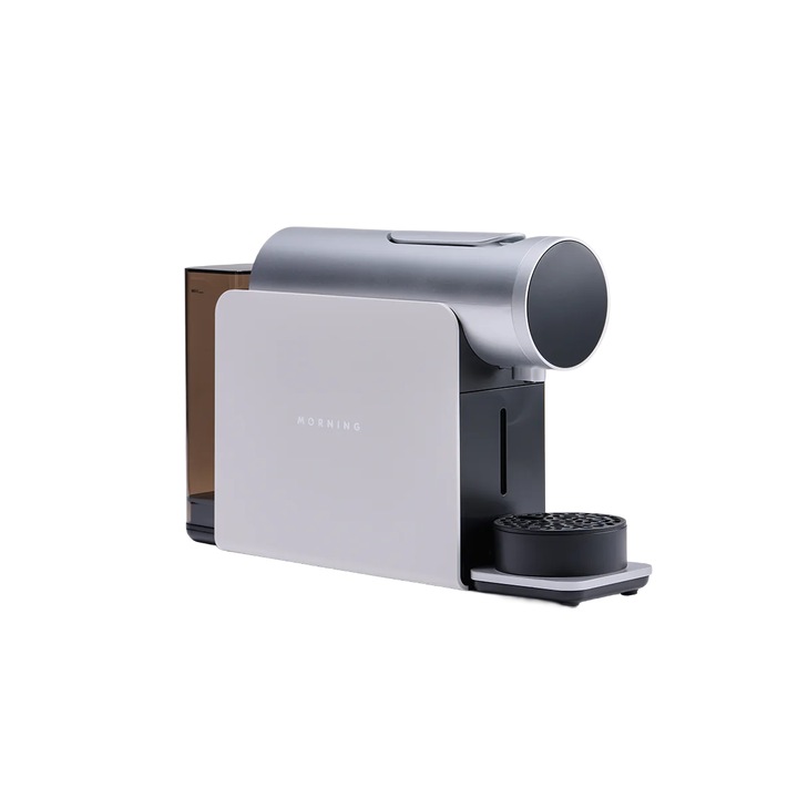 Espressor automat premium cu capsule Nespresso MORNING, Wi-Fi integrat, Bluetooth, pompa 21 bar, control temperatura, rezervor apa 850 ml, retete prestabilite, 7 niveluri presiune, program decalcifiere, auto-curatare, ecran OLED, panou tactil, alb