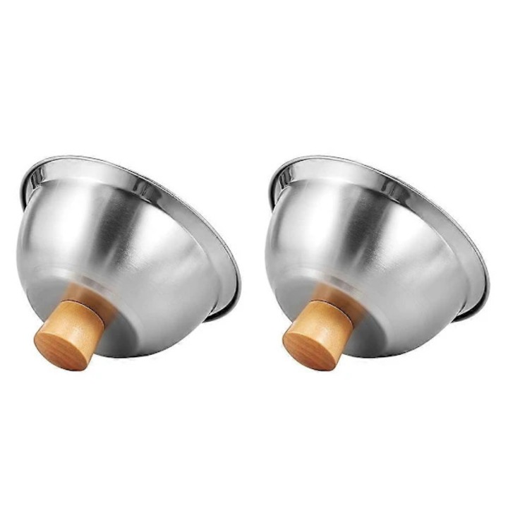 Set 2 capace burger inox cu manere bambus 16.2x6.6cm