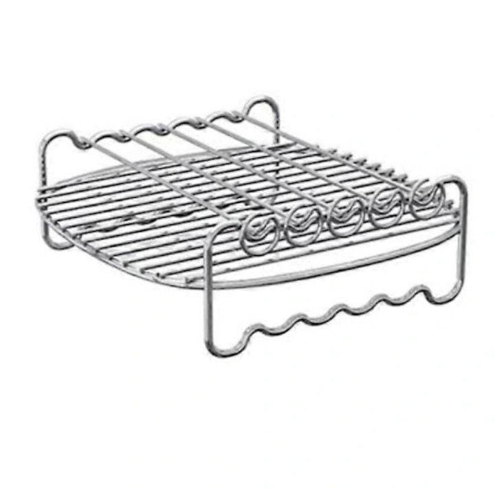 Dupla rétegű rozsdamentes acél grilltartó 22x22x8.5cm ezüst