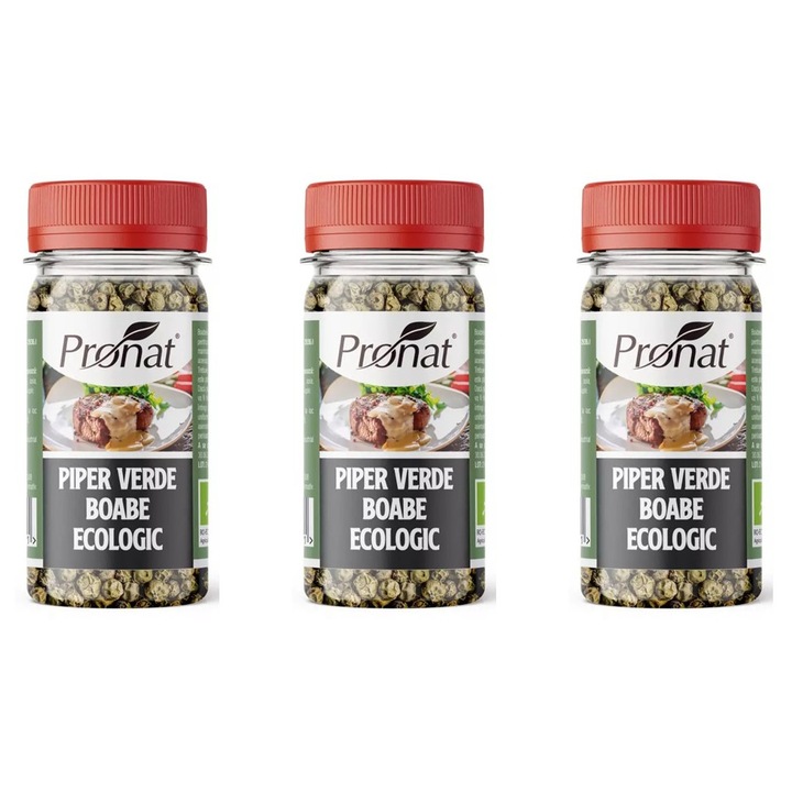 3 x Piper verde boabe bio, 25g Pronat