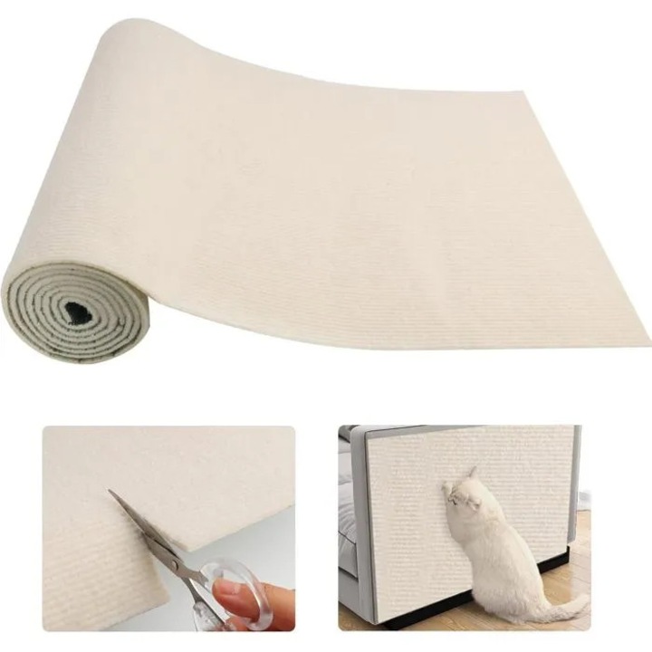 Post de zgariat pentru pisici 40x200cm poliester bej autocolant