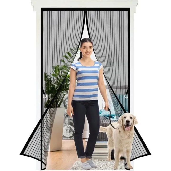 Plasa usa magnetica 80x210cm, protectie tantari, acces usor copii animale