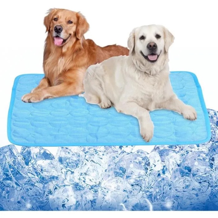 Saltea racoroasa pentru caini si pisici, 100x70cm, mare, albastru