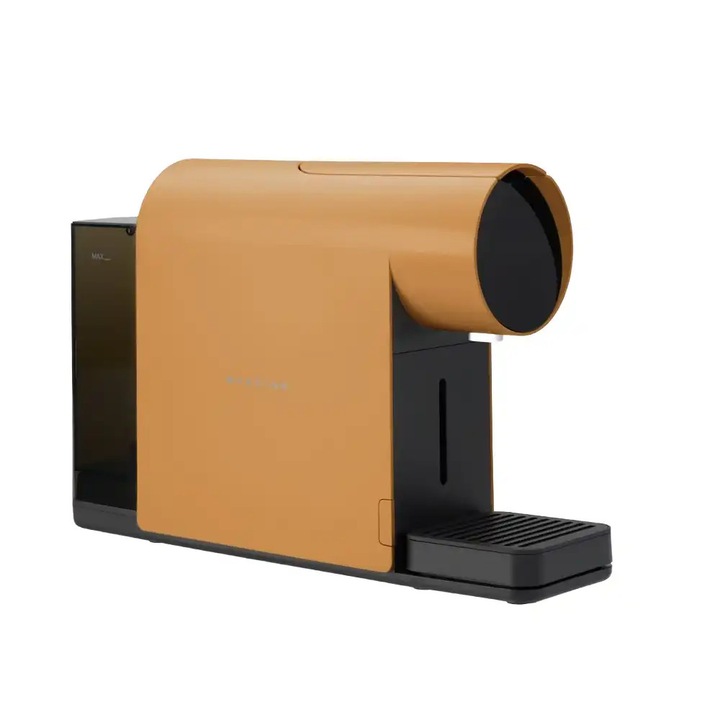 Espressor automat premium cu capsule Nespresso MORNING, Mini, Wi-Fi integrat, Bluetooth, pompa 19 bar, control temperatura, rezervor apa 650 ml, retete prestabilite, 7 niveluri presiune, program decalcifiere, auto-curatare, panou tactil, portocaliu