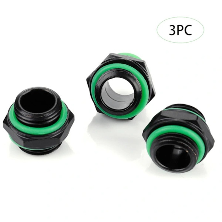 3 db G1/4 menetes hatszögletű fitting készlet, fekete, 1.5x1.7x0.9cm, szilikon tömítőgyűrű