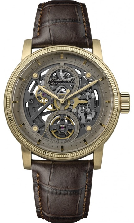 Ceas barbati INGERSOLL I17502 maro clasic skeleton