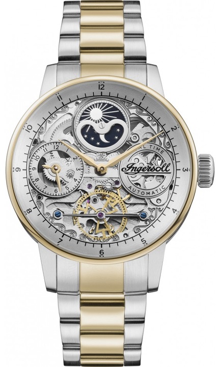 Ceas barbati INGERSOLL I07712 auriu clasic skeleton