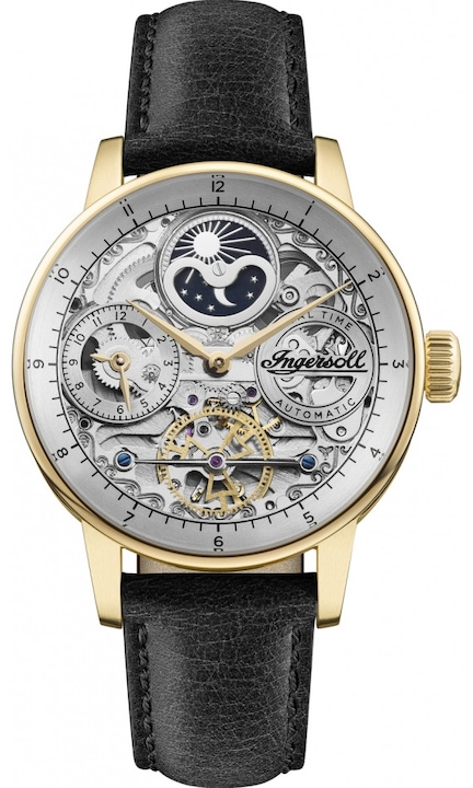 Ceas barbati INGERSOLL I07713 negru clasic skeleton