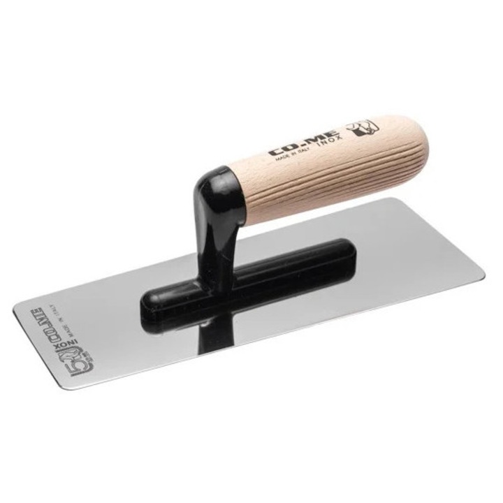 Professzionális trapéz alakú glettvas, fa nyéllel 240x100mm x0.6 Co Me