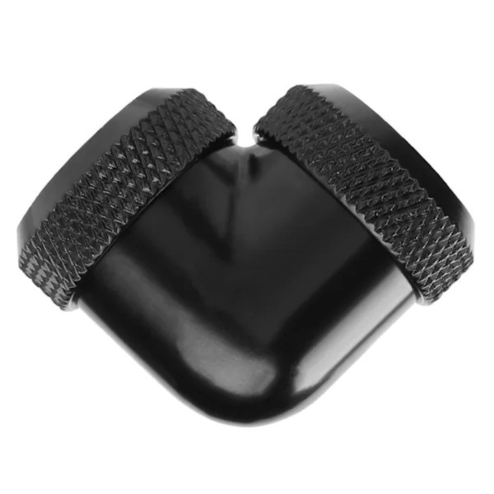 Kettős csatlakozó 90 fokos, krómozott sárgaréz, szilikon tömítés, fekete, 16mm