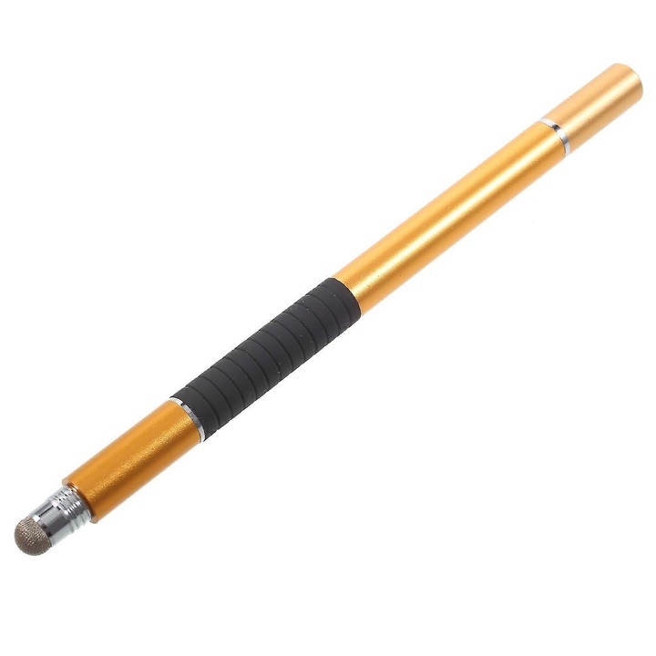Stylus universal 3-in-1, transparent, negru, 14cm
