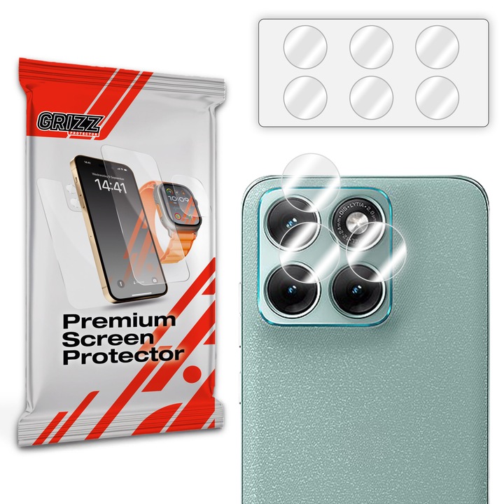 Set de 2 protectii camera foto GrizzGlass HybridGlass compatibile cu Motorola Moto G77, Transparent