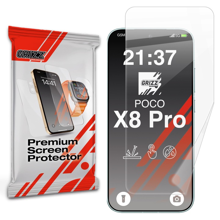 Folie protectie GrizzGlass CeramicFilm compatibila cu Xiaomi Poco X8 Pro, Transparent