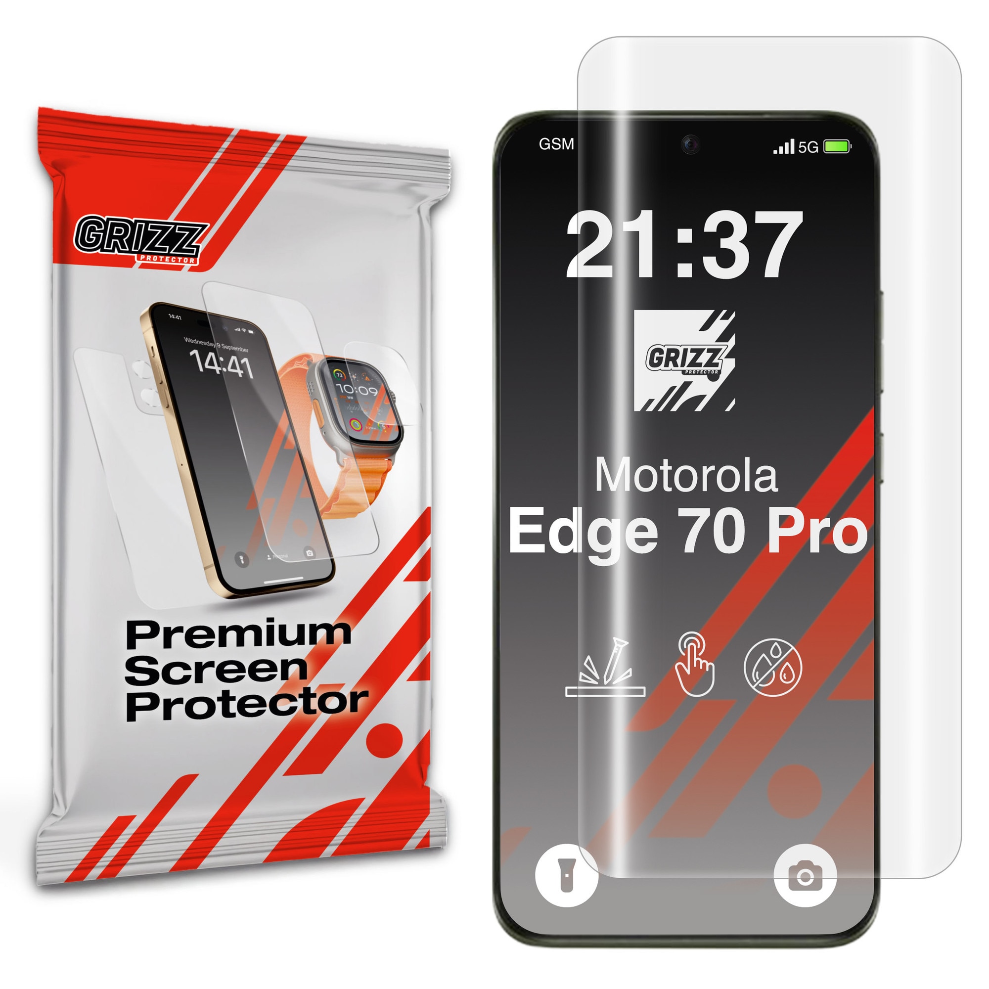 Folie protectie GrizzGlass Hydrofilm compatibila cu Motorola Edge 70 Pro, Transparent