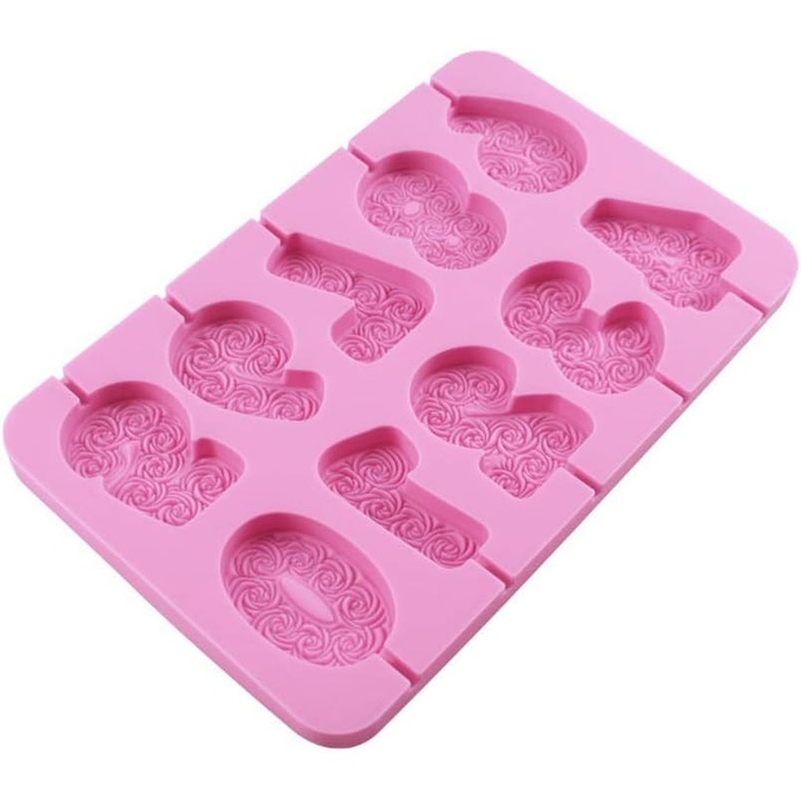 Forma silicon pentru prajituri cifre roz 82g 230°C