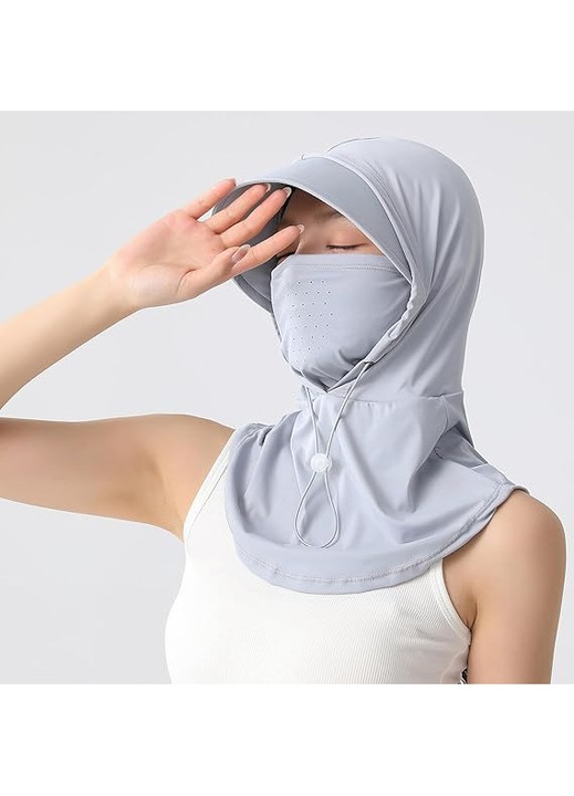 Palarie dama multifunctionala, protectie UV 50+, gri deschis, reglabila