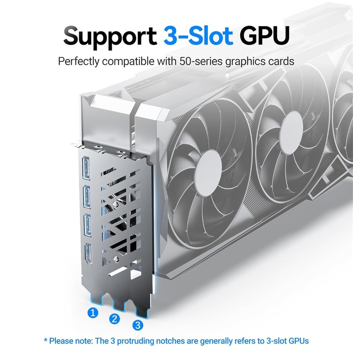 Suport vertical placa video, negru, 2-3 sloturi, 7 PCIe, ATX EATX