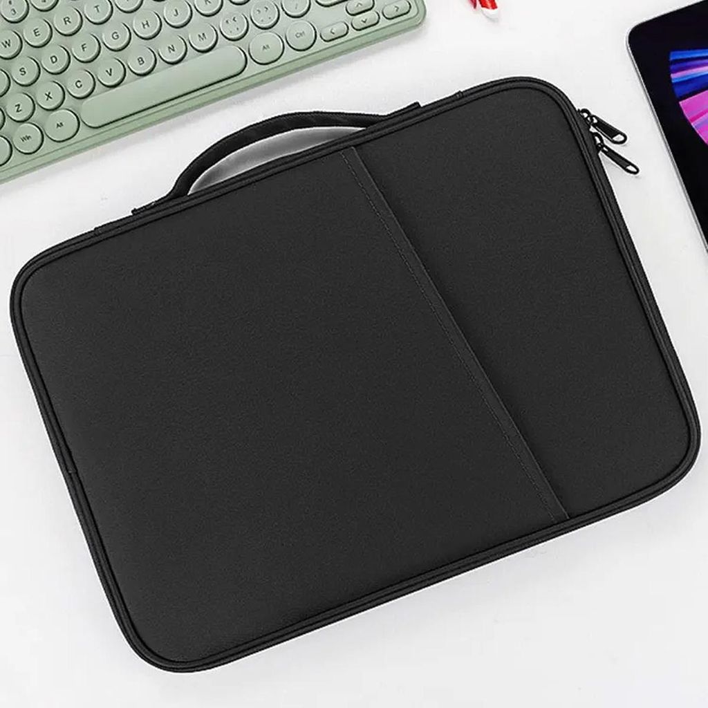 Husa tableta 11 inch, negru, rezistenta la socuri si apa, cu buzunar accesorii si suport stilou
