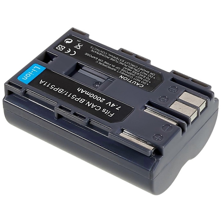 Kamera akkumulátor 7.4V 2000mAh BP-511, Canon EOS kompatibilis, fekete